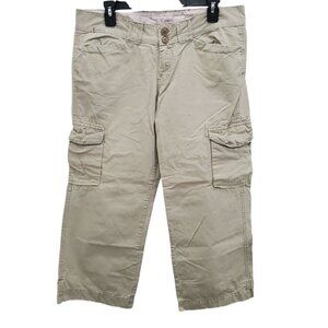 Lucky Brand Dungarees Womens Vintage Khaki Tan Ripstop Cropped Cargo Pants 10/30